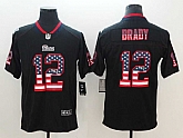 Nike Patriots 12 Tom Brady Black USA Flag Fashion Color Rush Limited Jersey,baseball caps,new era cap wholesale,wholesale hats